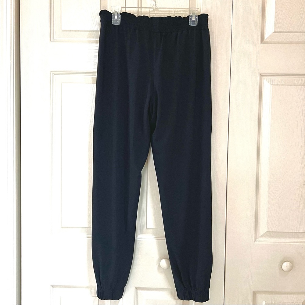 Iris Setlakwe Black w/ White Side-Stripe Paper Bag Waistband Jogger Track Pants - Picture 4 of 12